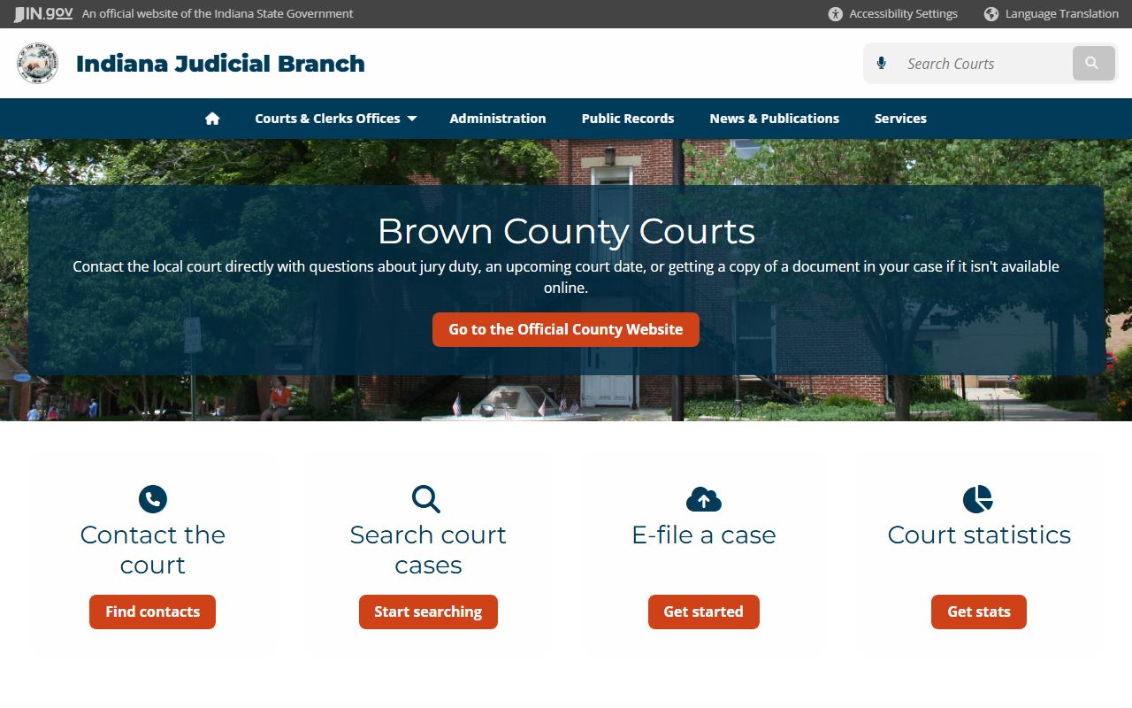 Brown County court page for civil court records