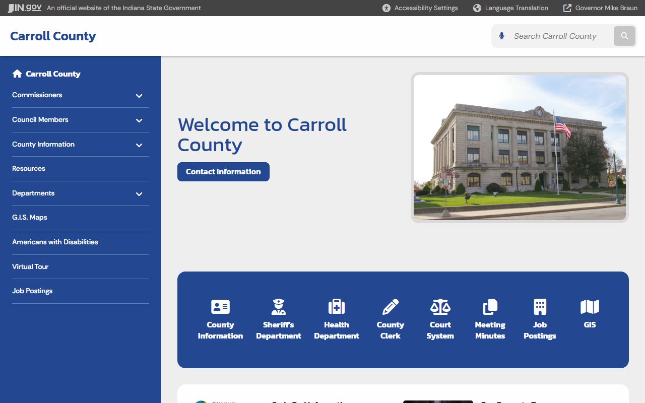 Carroll County government website for civil court records