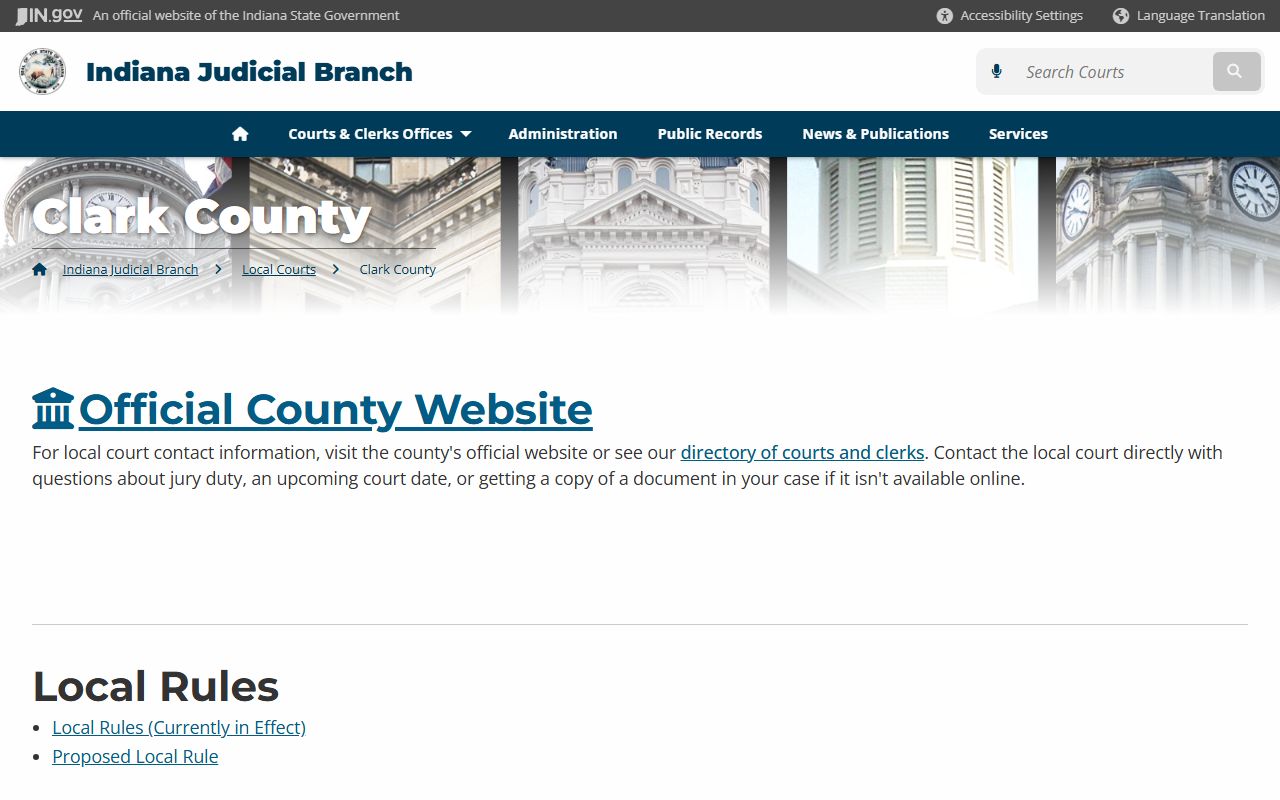 Clark County court resource page for civil court records