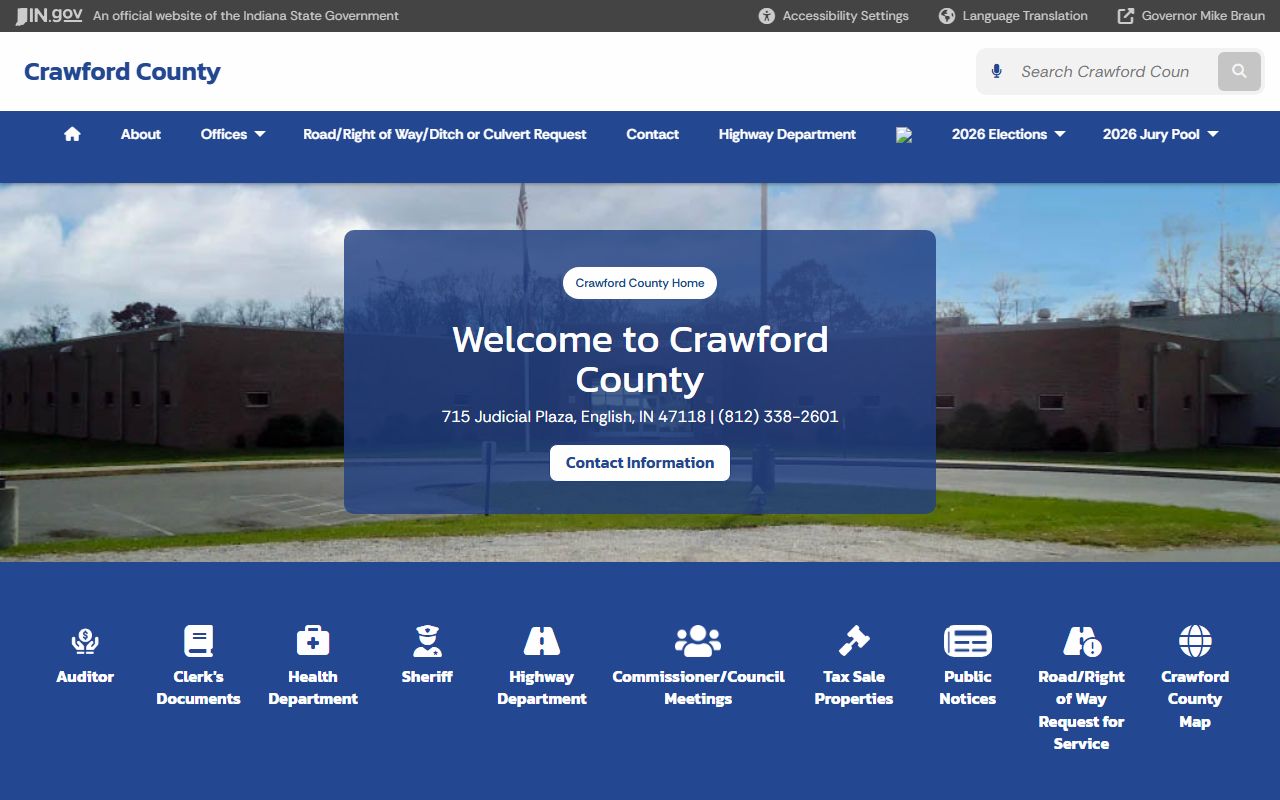 Crawford County government website for civil court records