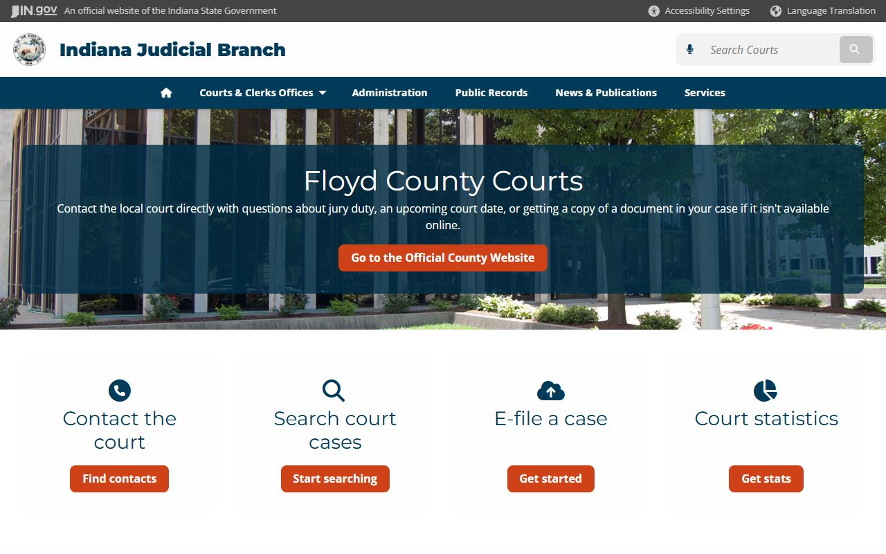 Floyd County court page for civil court records in New Albany