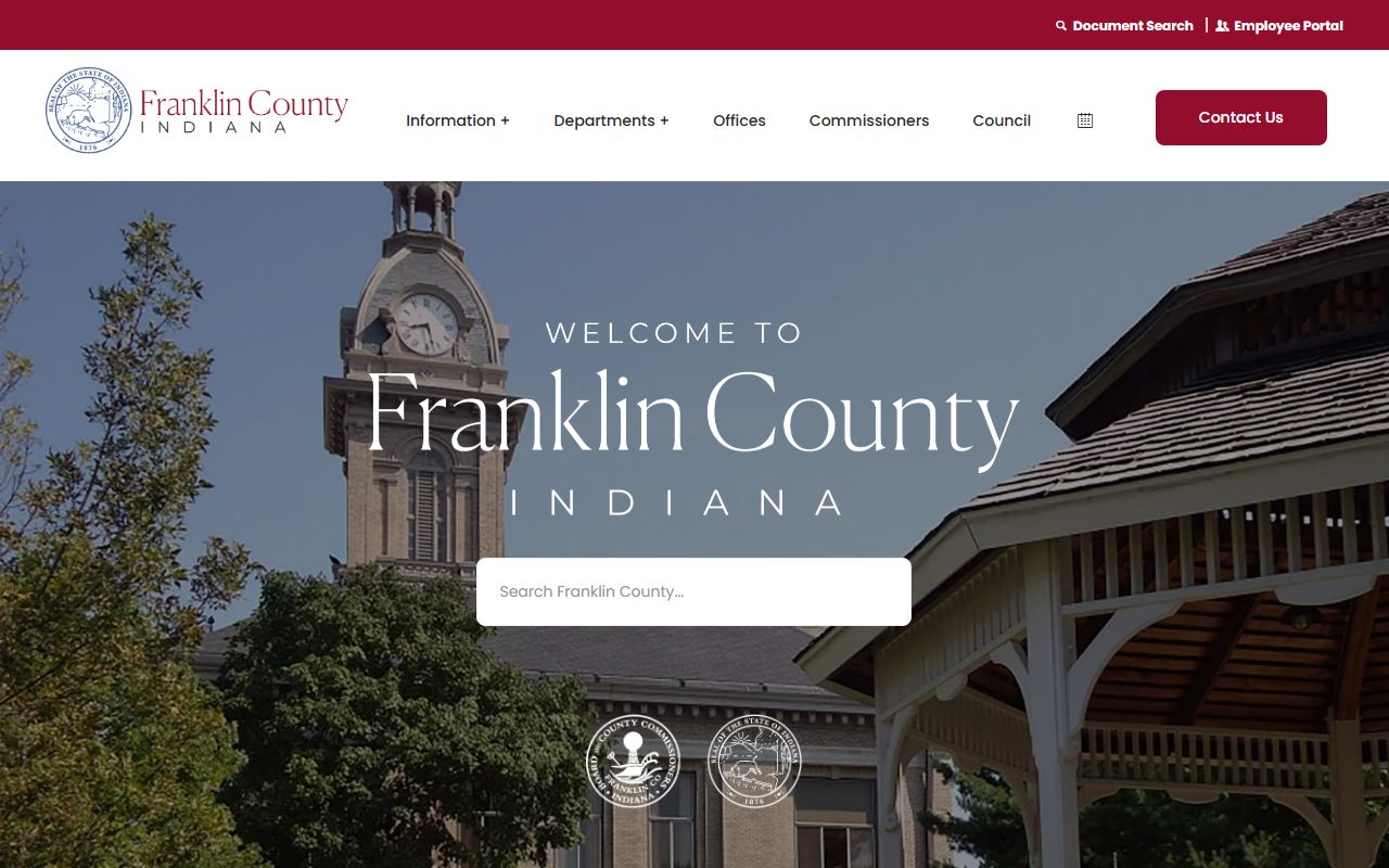 Franklin County government website for civil court records in Brookville