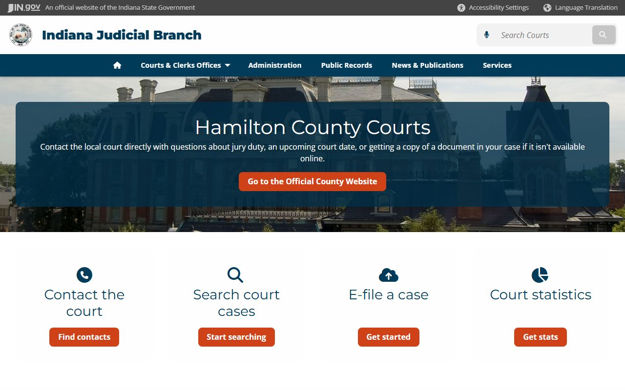 Hamilton County judicial information page for civil court records