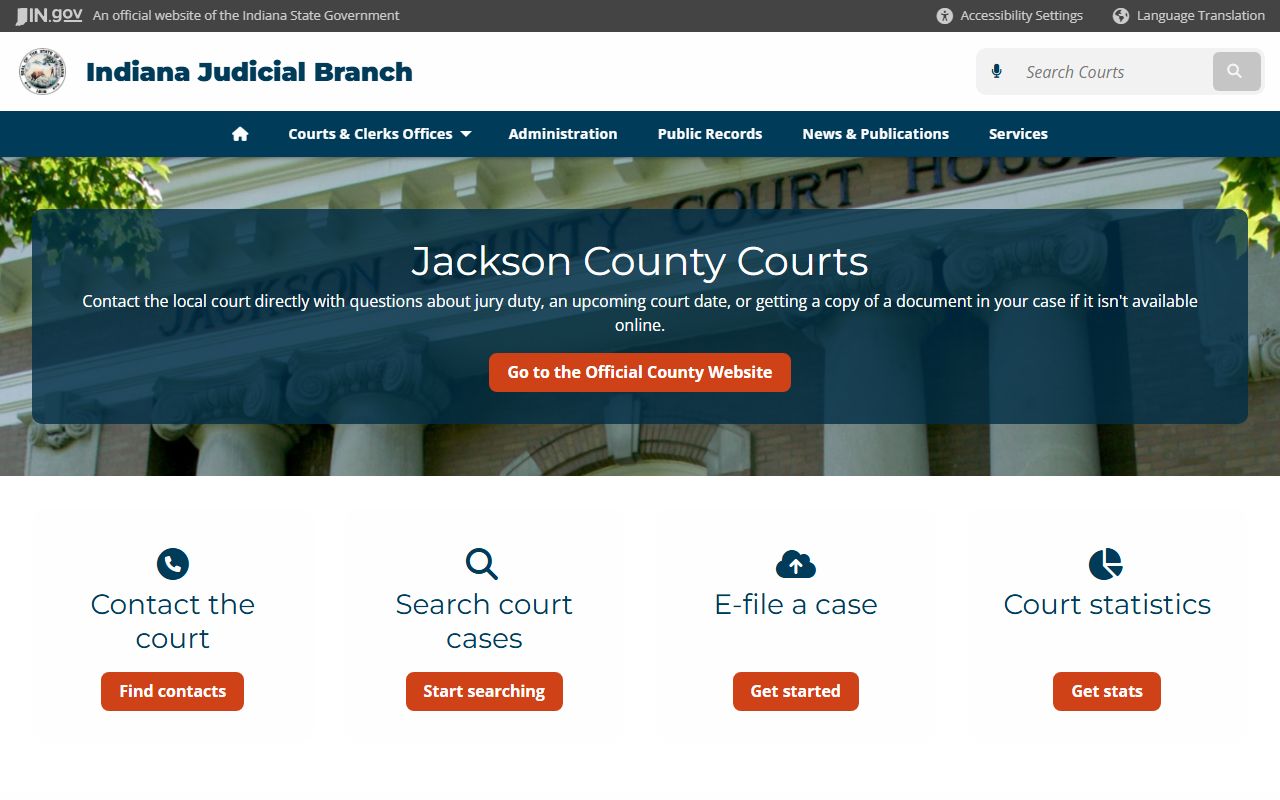 Jackson County court page for civil court records search