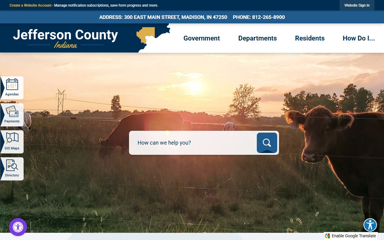 Jefferson County government website for civil court records in Madison