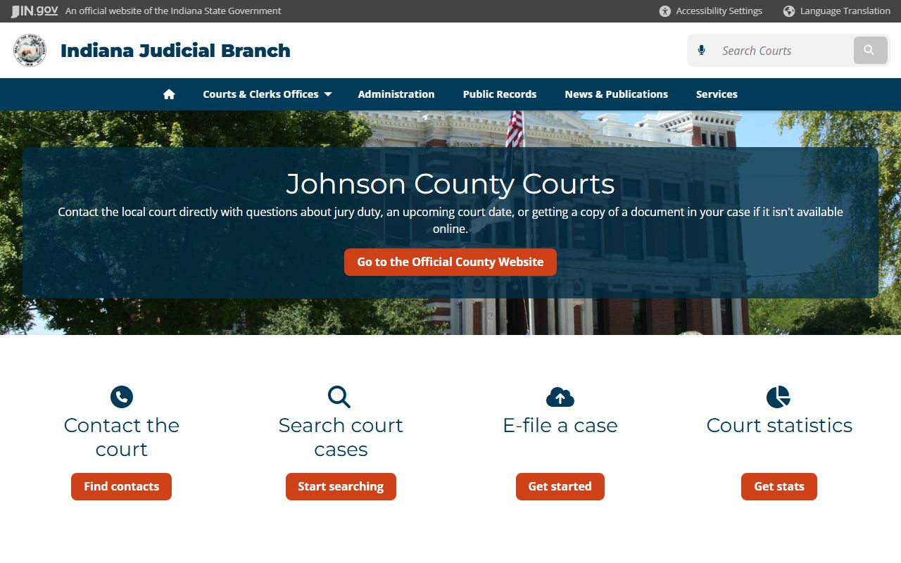 Johnson County courts page for civil court records