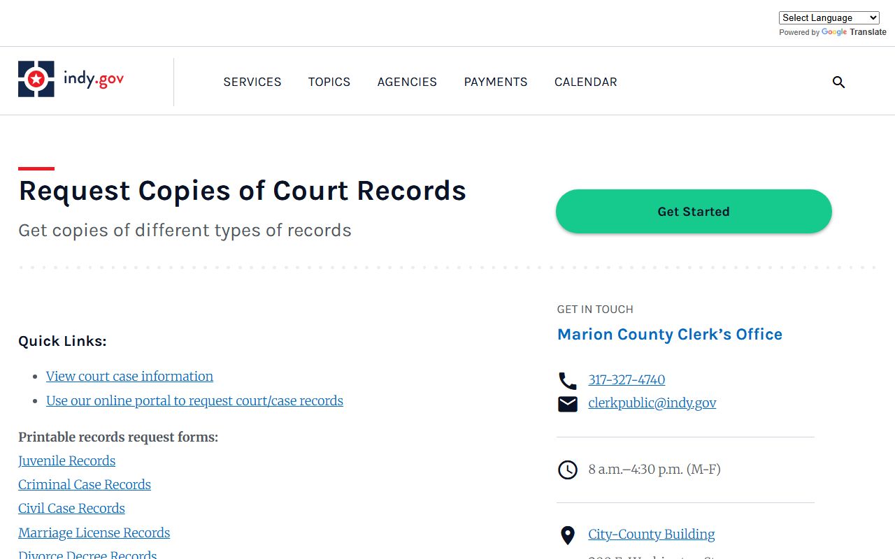 Marion County online request portal for civil court records