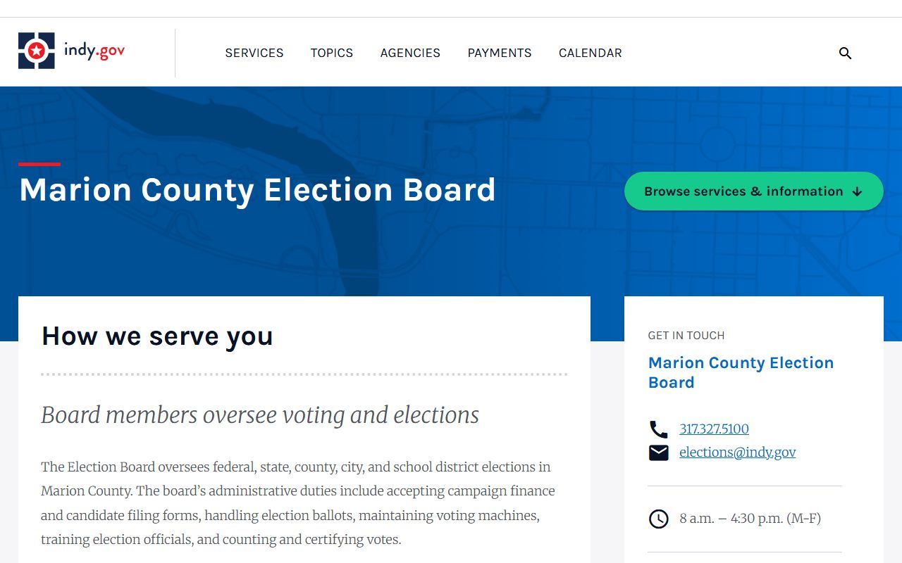 Marion County Election Board under the clerk office in Indianapolis