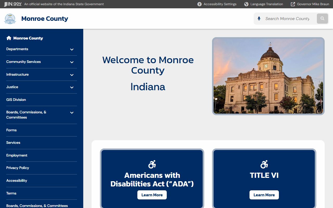 Monroe County government website for civil court records