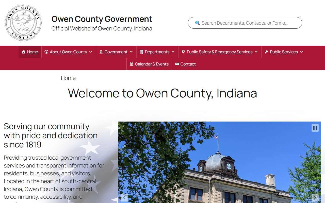 Owen County government website for civil court records