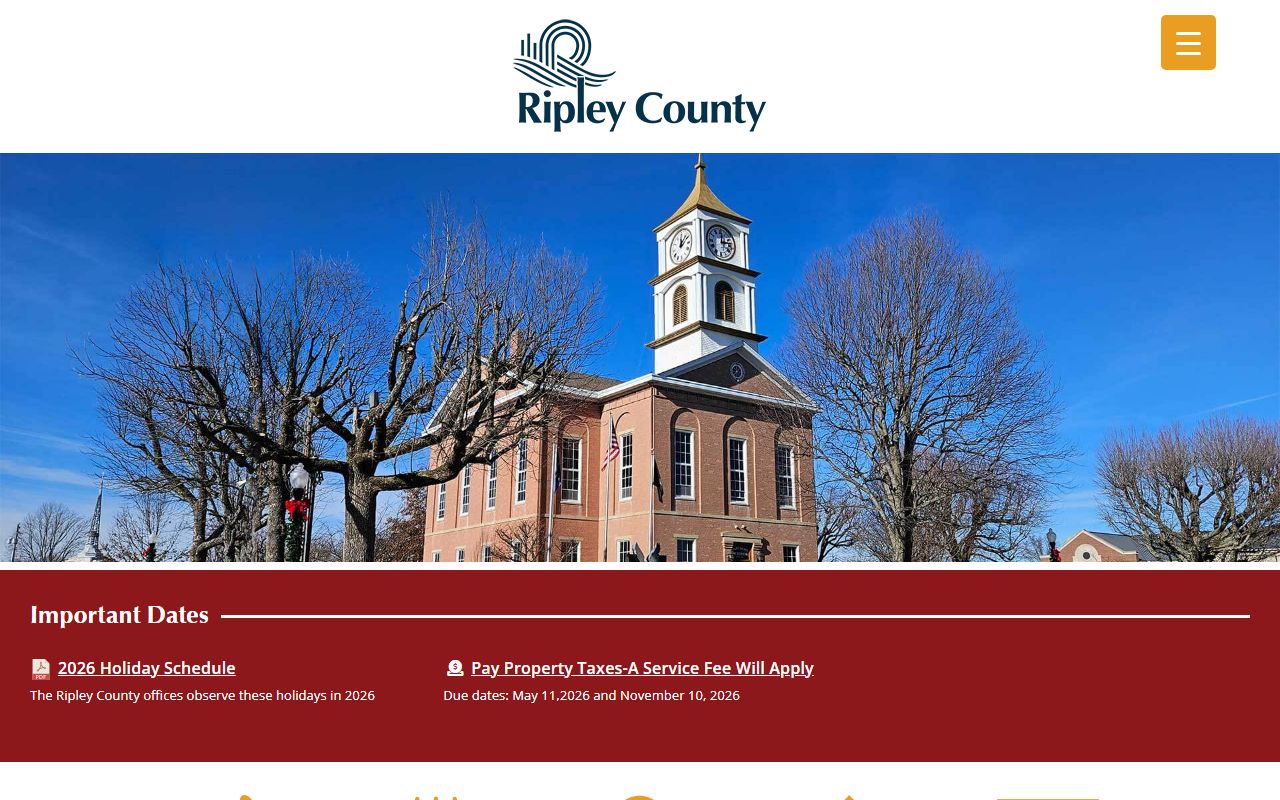 Ripley County government website with clerk office information for civil court records