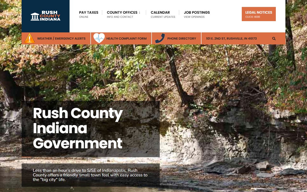 Rush County government website for civil court records in Rushville