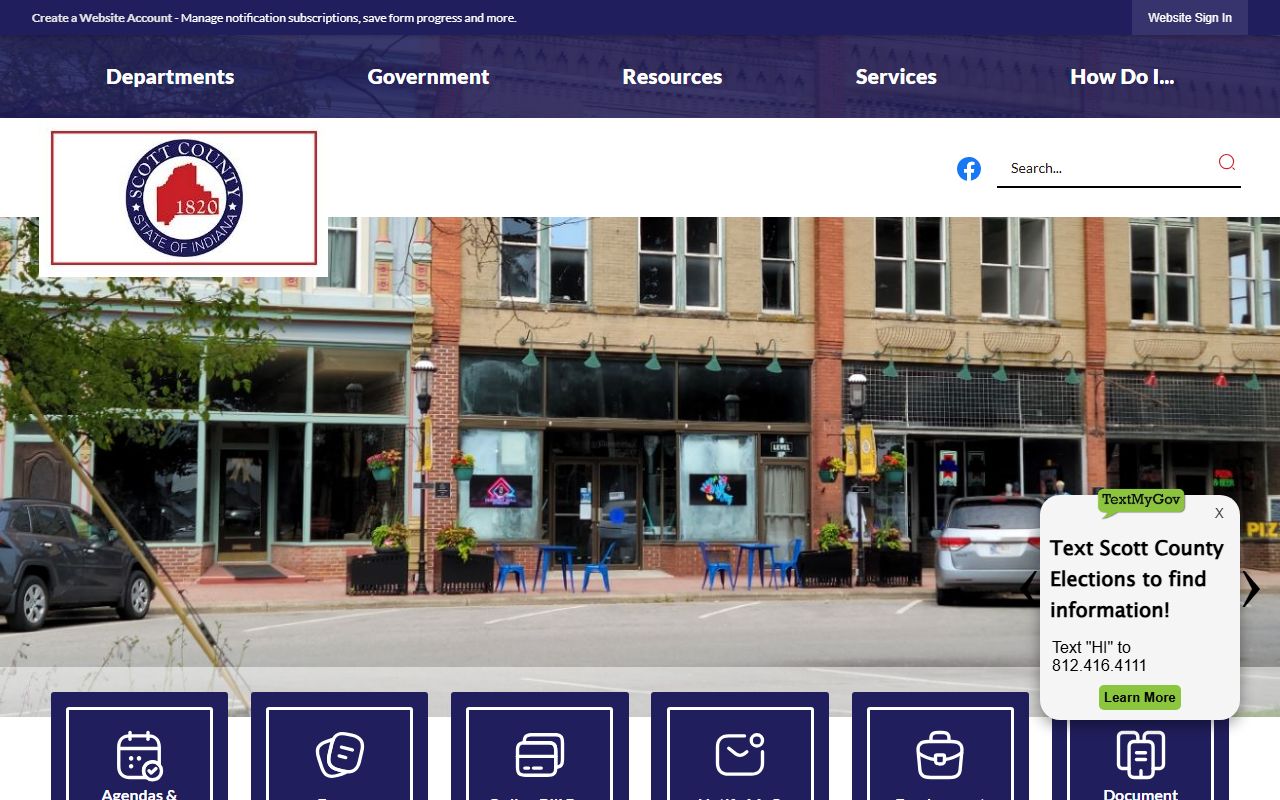 Scott County government website for civil court records in Scottsburg