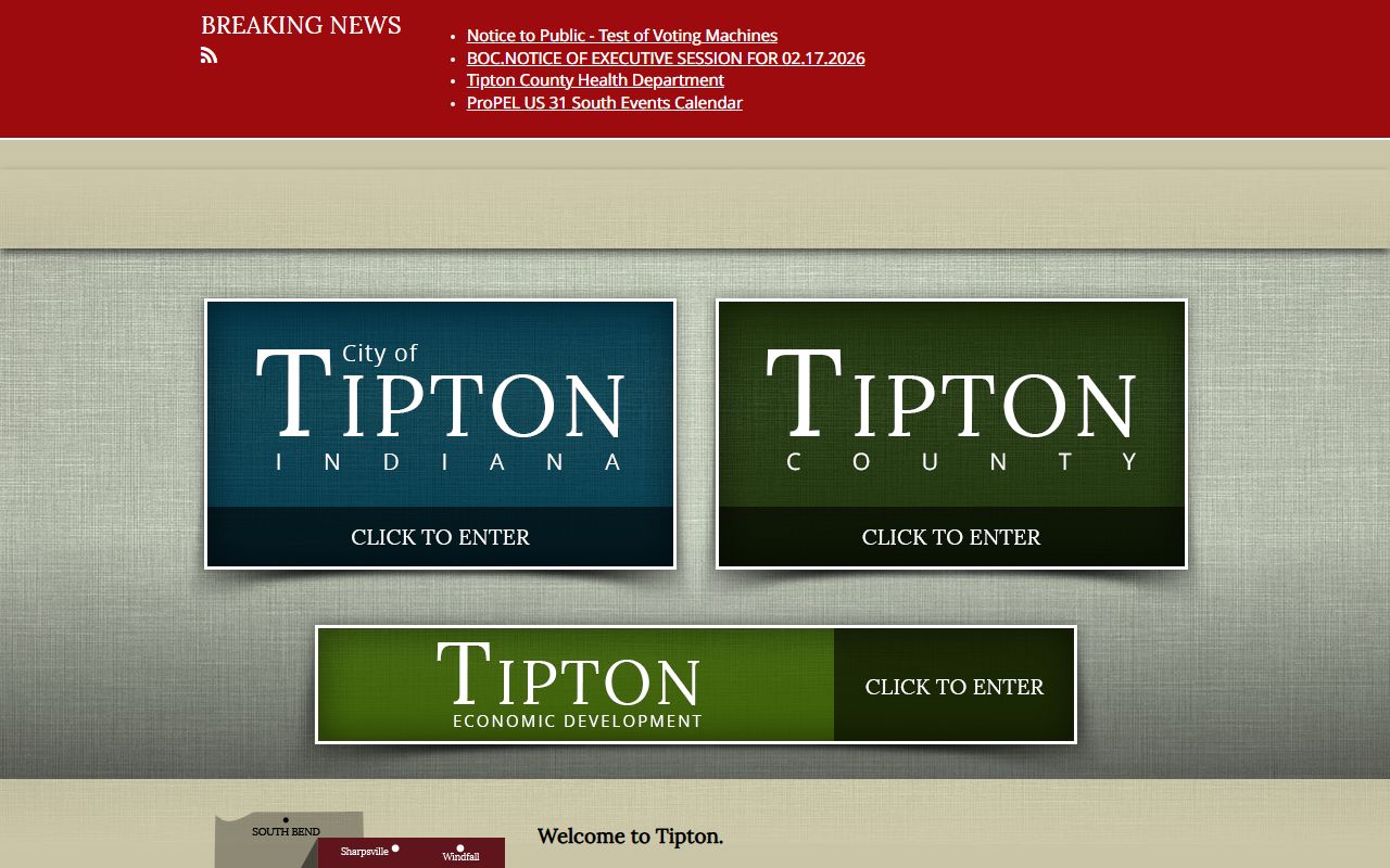 Tipton County government website for civil court records in Tipton