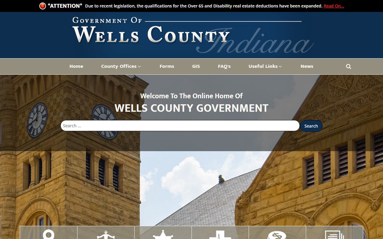 Wells County government website for civil court records in Bluffton Indiana