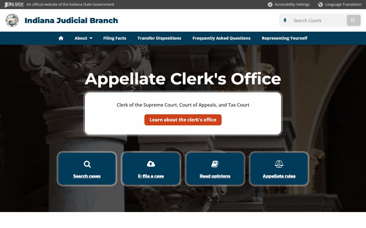 Indiana Appellate Clerk office for civil court records